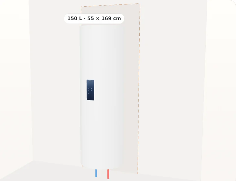 Ballon thermodynamique Viessmann en 3D, configuré en ligne sur le site de SEGIA